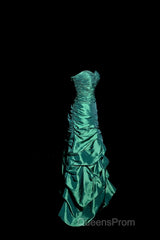 Aesthetic Mermaid Sweetheart Neckline Green Taffeta Evening Prom Dress Ruffle Long Party Dress