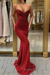 Affordable Sheath Sequins Long Cheap Evening Prom Dress | Spaghetti Straps Sexy Evening Dress