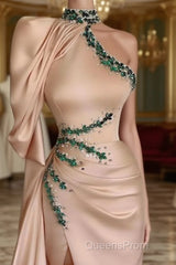 Asymmetrical High Neck Sexy Slit Evening Prom Dress