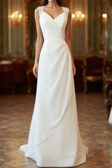 Awesome Long Sheath Lace Chiffon Backless Wedding Dress