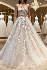 Backless Champagne Lace Wedding Dress, Backless Champagne Lace Formal Evening Prom Evening Dress