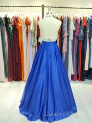 Ball Gown Jewel Floor-Length Satin Evening Dress With Rhinestone
