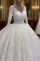 Ball Gown Long Sleeve Lace Wedding Dress