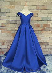 Ball Gown Off-The-Shoulder Sweep Train Satin Prom Dresses With Waistband