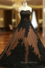 Ball Gown Evening Prom Dress Black Lace Appliques Evening Prom Dress