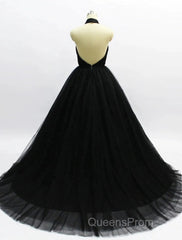 Ball Gown Evening Prom Dress Open Back Dress Wedding Party Court Train Sleeveless Halter Tulle Backless With Pleats