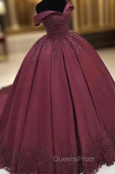 Ball Gown Satin Dress Off The Shoulder Lace Appliques