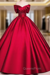 Ball Gown Satin Off the Shoulder Appliques Quinceanera Dress