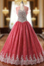 Ball Gown Sequins Red Tulle Bling Bling Sweetheart Quinceanera Dress