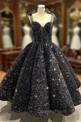 Ball Gown Sequins Straps Short Litter Evening Prom Dress