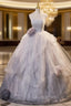 Ball Gown Tulle Strapless Flower Quinceanera Dress