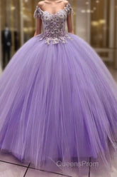 Ball Gown V Neck 3D Flowers Tulle Dress