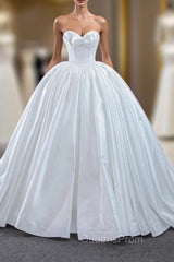 Ball Gown White Satin Sweetheart Wedding Dress