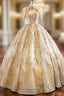 Be The Evening Prom Queen Gold Ball Gown Sequins Sweetheart Neck Pleats Long Wedding Dress