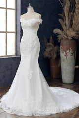 Beaded Embroidered Off-The-Shoulder Wedding Dress