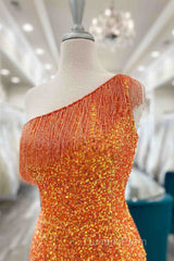 Beaded Fringe Orange Tight Short Homecoming Dress Cocktail Dress Wedding