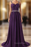 Beading A-line Chiffon Evening Prom Dress Sweetheart Evening Prom Dress
