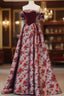 Beautiful A Line Off The Shoulder Long Floral Evening Prom Dress