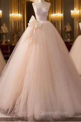 Beautiful A-Line Strapless Tulle Long Evening Prom Dress Evening Dress