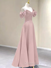 Beautiful A-Line Straps Pink Long Evening Prom Dress