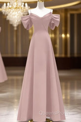 Beautiful A-Line Straps Pink Long Evening Prom Dress