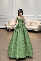 Beautiful Ball Gown Green Lace Evening Prom Gown Long Evening Prom Dress