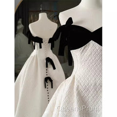 Beautiful Ball Gown Straps White Lace Long Evening Prom Dress