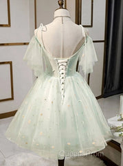 Beautiful Beads Tulle Sweetheart Neckline Ball Gown Homecoming Dress
