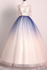 Beautiful Gradient Ball Gown Long Party Dress, Gradient Formal Dress