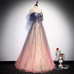 Beautiful Gradient Pink Sweetheart Floor Length Party Dress, A-Line Gradient Long Evening Prom Dress