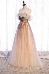 Beautiful Gradient Tulle With Straps Sweetheart Party Dress, A-Line Tulle Evening Dress Evening Prom Dress