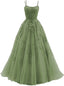 Beautiful Green Tulle With Lace Applique Classy Gown, Green Classy Evening Classy Prom Dress