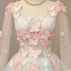 Beautiful Light Blue Long Formal Dress Party Dress, Unique Blue Evening Prom Dress Gown