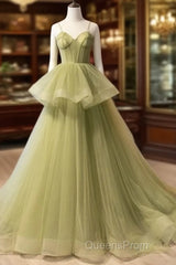 Beautiful Light Green Sweetheart Layers Princess Formal Gown, Green Tulle Long Party Dress Evening Prom Dress