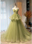 Beautiful Light Green Sweetheart Layers Princess Classy Gown, Green Tulle Long Party Dress