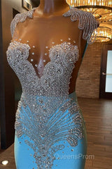 Beautiful Long Sleeveless Mermaid Evening Prom Dress With Beading
