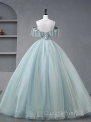 Beautiful Mint Blue Round Neckline Party Dress, Tulle With Sweet 16 Dress Evening Prom Dress