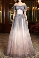 Beautiful Pink Gradient Beaded Sweetheart Long Evening Prom Dress, Tulle Evening Dress