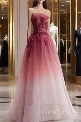 Beautiful Tulle Gradient with Beaded Long Party Dress A-line Gradient Evening Prom Dress Evening Prom Dress shops