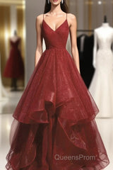 Beautiful Wine Red Velvet Straps V-Neckline Party Dress Evening Prom Dress, Long Evening Dress