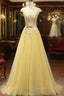 Beautiful Yellow Long Evening Prom Dress, A-Line Round Neckline Formal Dress