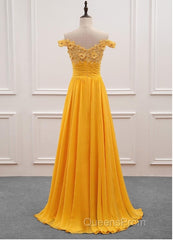 Beautiful Yellow Off Shoulder Long Party Dress, Sweetheart Formal Dress