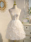 Beige Tulle Short Evening Prom Dress, Mini/Short Beige Homecoming Dress