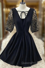 Black A Line Short Dress Fashion Dress Homecoming Dress