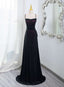 Black And Burgundy Scoop Straps Lace-Up Long Party Dress, Simple Long Classy Prom Dress
