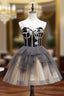 Black and Champagne Sweetheart Short Evening Dress Party Dress, Short Homecoming Dress