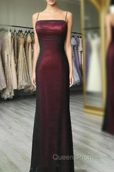 Black and Red Square Neckline Party Dress, Black and Red Long Evening Prom Dress