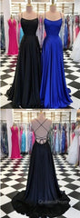 Black And Royal Blue Evening Prom Dress, Evening Gown, Graduation School Party Dress, Winter Formal Dress