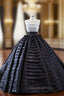 Black Ball Gown Tiers Sequins Evening Prom Dress