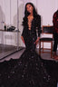 Black Deep V Neck Long Classy Prom Dress , Mearmaid Classy Prom Dress